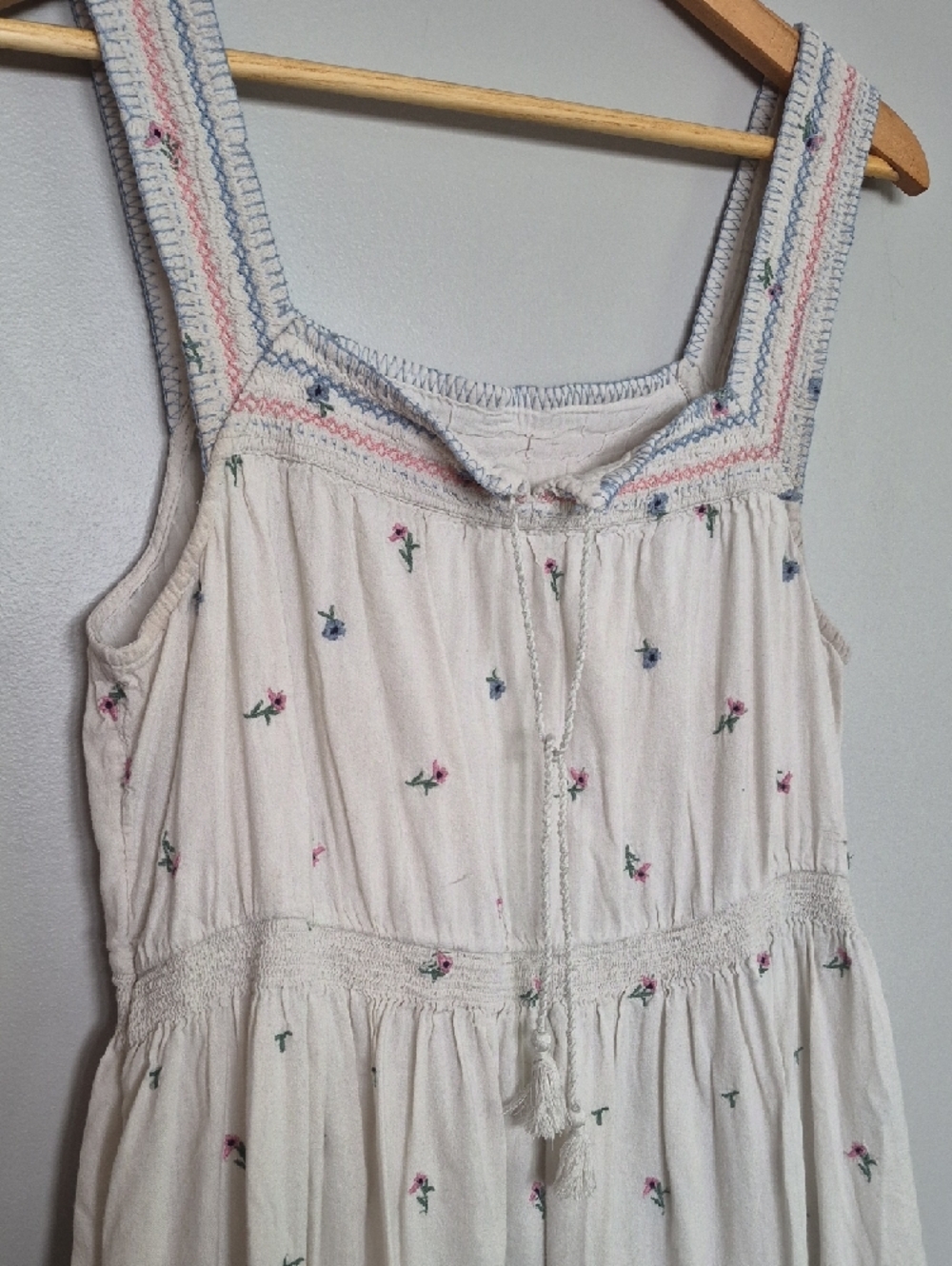 Old Navy Cream Floral Embroidered Sundress